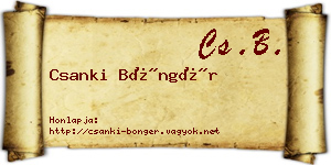 Csanki Böngér névjegykártya